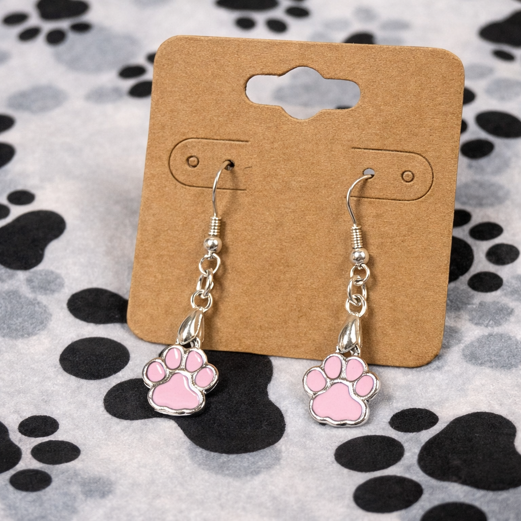 Baby Pink Paw Print Earrings