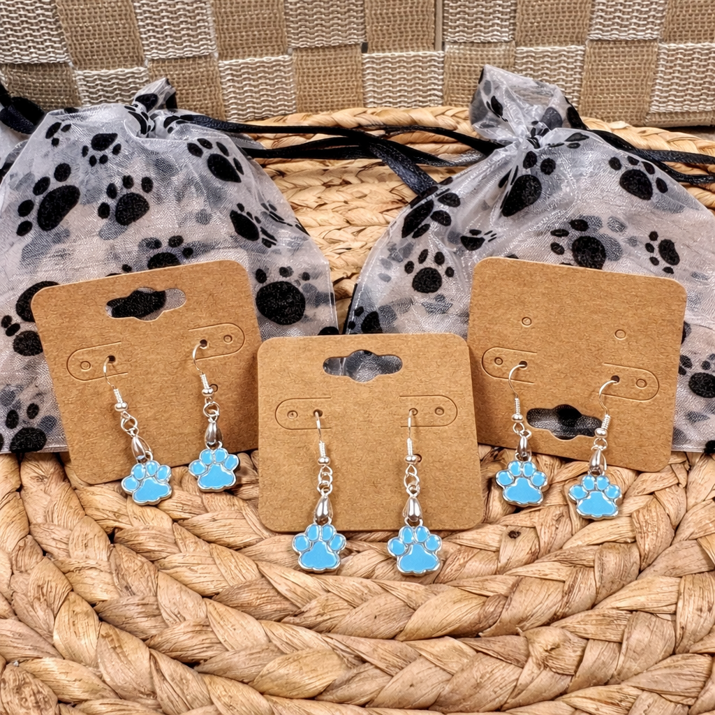 Baby Blue Paw Print Earrings