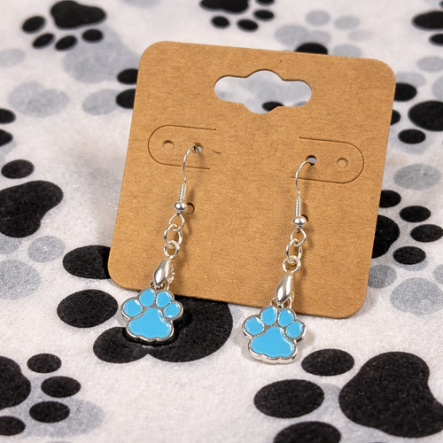 Baby Blue Paw Print Earrings