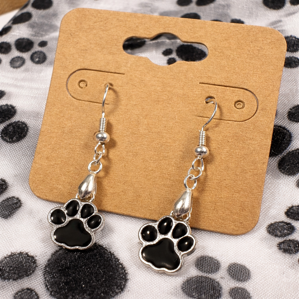 Black Paw Print Earrings