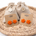 Dark Orange Crochet Flower Earrings