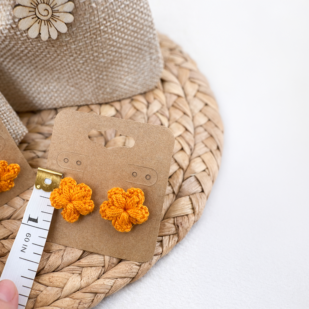 Light Orange Crochet Flower Earrings