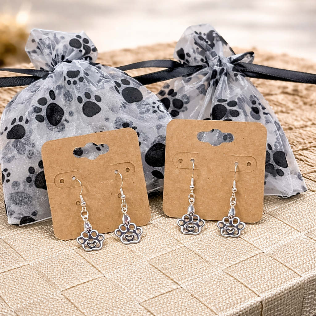 Paw Print Heart Inside Earrings