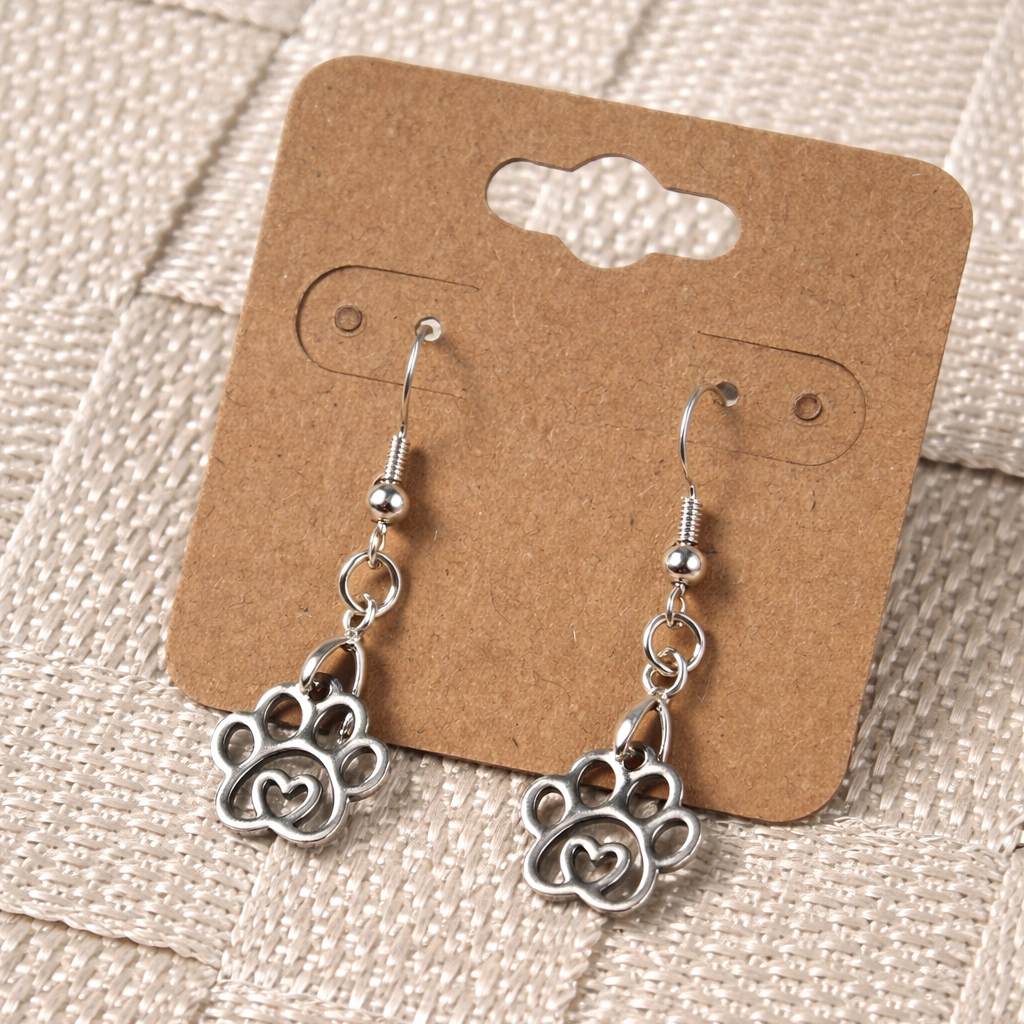 Paw Print Heart Inside Earrings